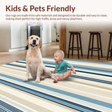 Beachy Stripe Coastal Area in Beige and Blue Hues(Beige)