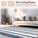 Modern Earth Tone Striped Visual Appeal(Blue)