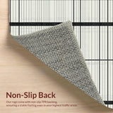 Chic Black White Striped Modern Geometric Area Design(Beige)
