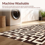 Modern Abstract Lines Area with Interlocking Geometric Shapes Design(Beige)