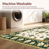 Elegant Floral Area with Green and Gold Accents for Classic Decor(Green)