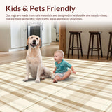 Modern Beige and Ivory Plaid Area Featuring Distinctive Checkered Motif(Beige)