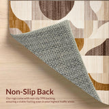 Modern Geometric Area Brown & Beige Contour Cut(Beige)