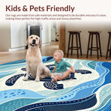 Contemporary Ocean inspired Entryway Mat(Blue)