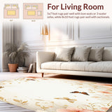 Beige Floral Bloom Area Elegant Butterfly Motif Floor(Beige)