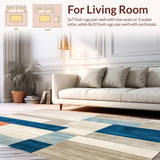 Artisan Tufted with Abstract Beige and Blue Color Blocks(Gray)