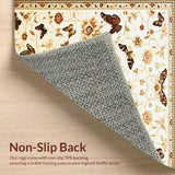 Beige Insect Moth Butterfly Floral Area(Ivory)