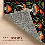 Witchy Black Mushroom Kitchen Runner(Red)