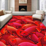 Vibrant Red Fish Coastal Entryway Non Slip Doormat(Red)