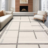 Modern Grid Runner for Kitchen Non Skid Hallway(Beige)