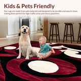 Modern Beige Runner Elegant Burgundy & Black Swirls(Red)
