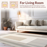 Modern Geometric Stripe Area Beige & Light Grey Contemporary Design(Gray)