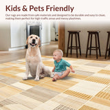Abstract Checkered Weave Area – Warm Beige Textured(Beige)
