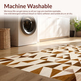 Modern Beige Runner Brown Geometric Waterproof(Beige)