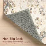 Farmhouse Area Rustic Floral Medallion Non Slip Accent(Beige)