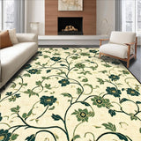Non Slip Small Area Featuring Beige Base with Green Abstract Floral Motifs(Beige)