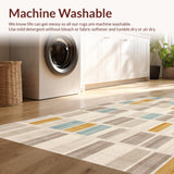 Modern Geometric Patchwork with Colorful Squares Beige Accents(Beige)