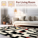 Modern Geometric Area with Bold Beige and Black Design(Black)