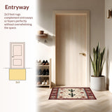 Boho Mesa Showcasing Abstract Cactus Forms and Tribal Ornamentation(Beige)