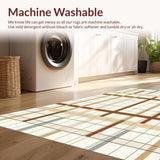 Abstract Geometric Area with Neutral Checkerboard and Linear Accents(Beige)