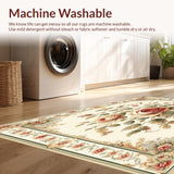 Desert Rose Beige Sage Muted Floral Medallion Floor Accent(Beige)