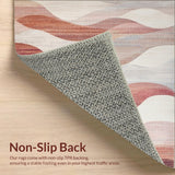 Modern Swirl with Dusty Pink and Mauve Gradient Geometric Waves(Beige)
