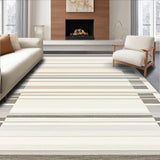 Minimalist Striped Beige Grey Runner Modern Area(Beige)
