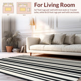 Artisan Hand Woven Striped Area Neutral Tones Black Cream Beige(Black)