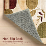 Modern Leaf Cascade Area with Earth Tone Color Blocks and Artistic Bursts(Beige)