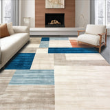Artisan Tufted with Abstract Beige and Blue Color Blocks(Gray)
