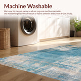 Abstract Distressed Area Over Dyed Vintage Beige Blue(Blue)