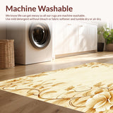 Floral Patterned Runner in Warm Beige with Ornate Leafy Embellishments(Beige)