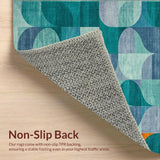 Boho Chic Area Teal & Orange Geometric(Blue)