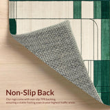 Minimalist Abstract Beige and Dark Green Area Mat(Beige)