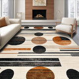 Abstract Circles Geometric Modern Rustic Warm Colors Area Beige Black(Beige)