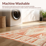 Boho Chic Area Geometric for Easy Cleaning(Orange)