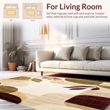 Modern Leaf Cascade Area with Earth Tone Color Blocks and Artistic Bursts(Beige)