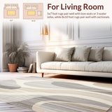 Fluid Swirls Abstract Beige Grey Runner Unique Floor Decor(Beige)