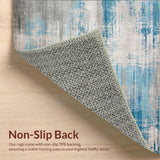 Area with Distressed Blue Beige Print for Entryway(Blue)