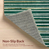 Modern Black and White Striped Machine Non Slip Backing(Green)