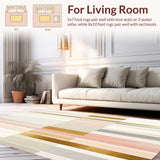 Mid Century Rainbow Stripes Area with Subtle Gradient and Abstract Bands(Beige)