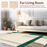 Minimalist Abstract Beige and Dark Green Area Mat(Beige)