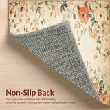 Retro Nostalgic Floral Beige Area Classic Accent(Beige)