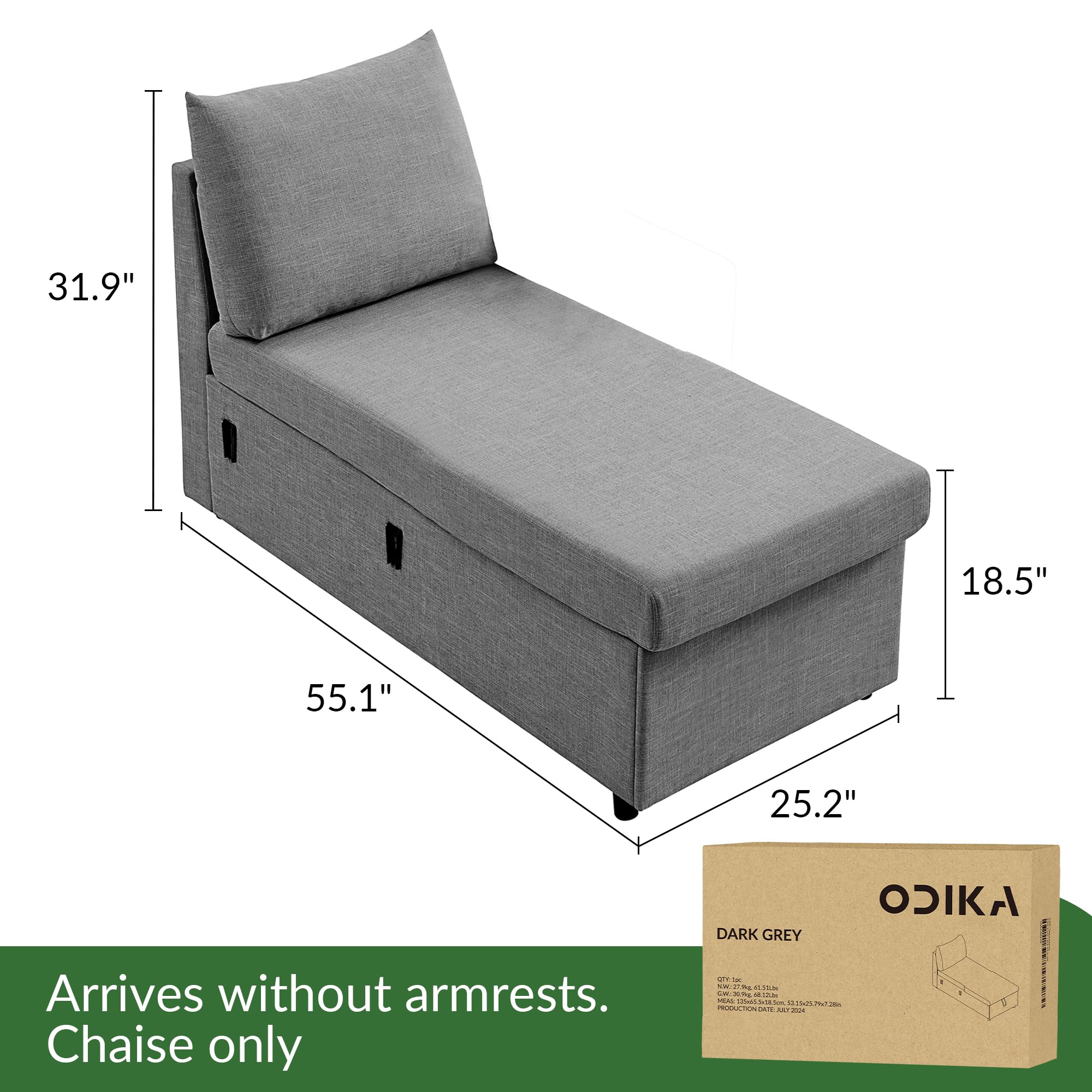 ODIKA Sleeper Sofa Additional Chaise – Chaise for Upgrading Your Existing L - ODIKA
