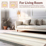 Abstract Horizon Beige Grey Runner Modern Striped Hallway(Beige)