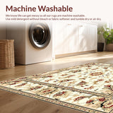 Timeless Floral Area Beige Brown Non Slip Entryway(Beige)