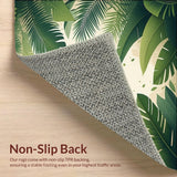 Lush Tropical Escape Area Green Beige Leaf(Green)