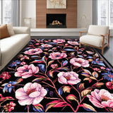 Elegant Black Pink Botanical Motif(Black)