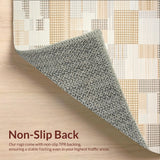 Abstract Checkered Area Non Slip Weave(Beige)