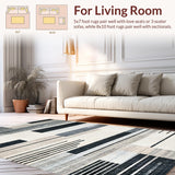 Abstract Black and White Stripe Area(Beige)